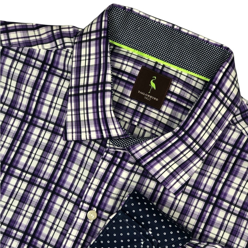 Tailorbyrd Plaid Long Sleeve Button Front- 3XLT